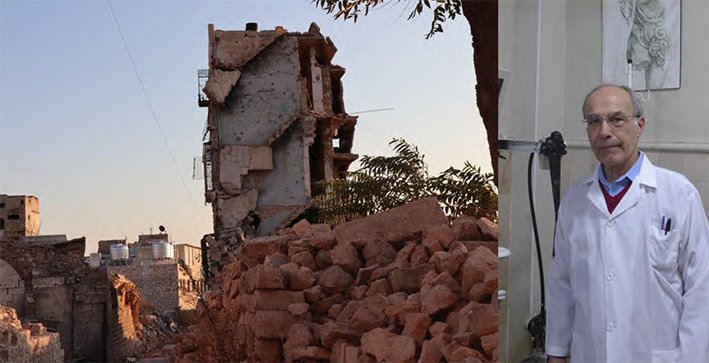 Una Siria sofferente: edifici bombardati nella città vecchia di Aleppo; il Dott. Nabil Antaki. csi