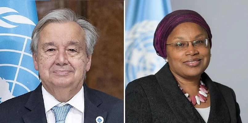 António Guterres, le Secrétaire général de l'ONU, et Alice Wairimu Nderitu, la Conseillère spéciale pour la prévention du génocide de l’ONU. wiki | twit